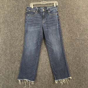 J Crew Jeans Women's 29 Blue Kick Out Crop Raw Hem Stretch Denim Casual Pants